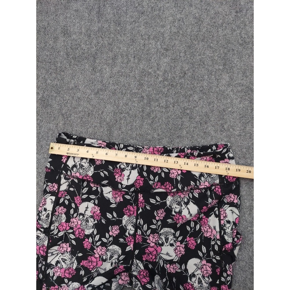 Torrid Leggings Womens 3 Black Pink Skull Roses Gothic Allover Print‎ Pockets - Picture 8 of 11